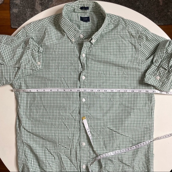 J. Crew Men’s Slim Mini Gingham Pocket Button Shirt Green White Size Large - Picture 4 of 7